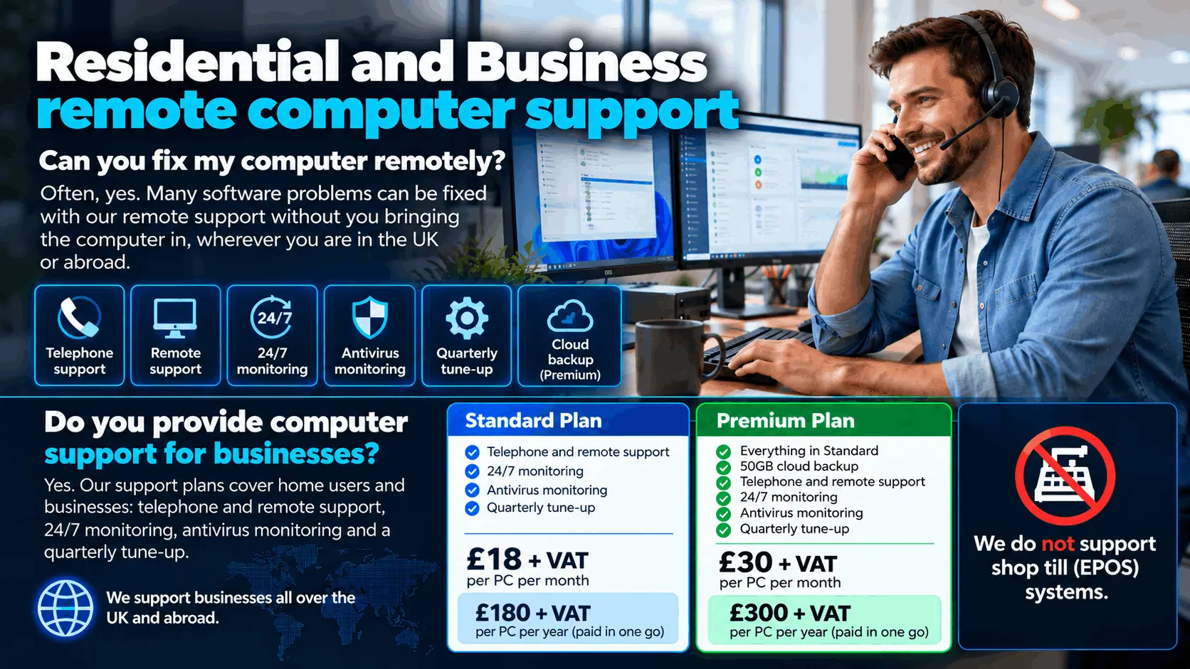 Remote computer support for homes and businesses