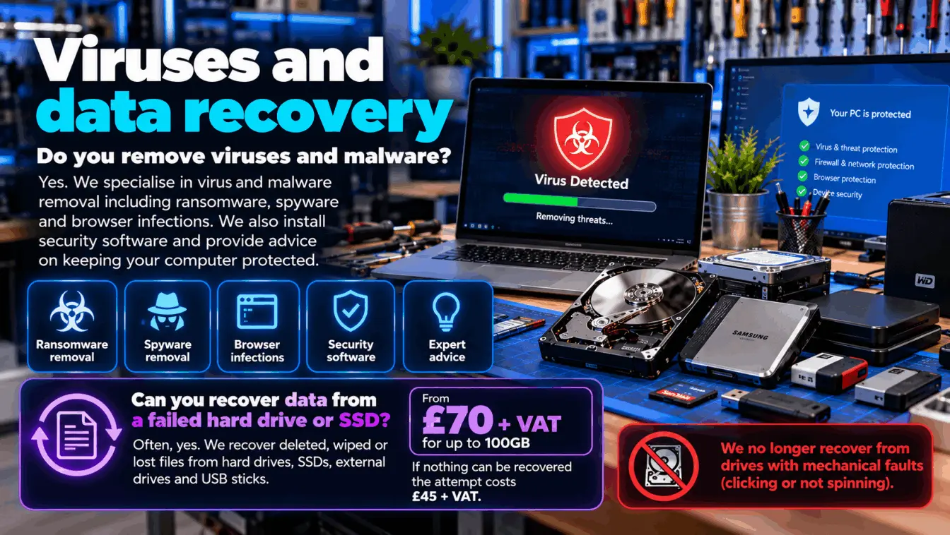 Virus removal and data recovery